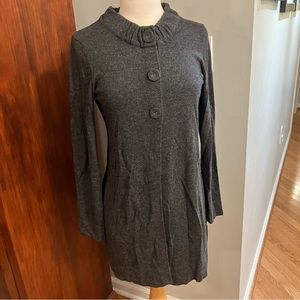 Boden Long Gray Cardigan With Embellished Button Snaps Size 10